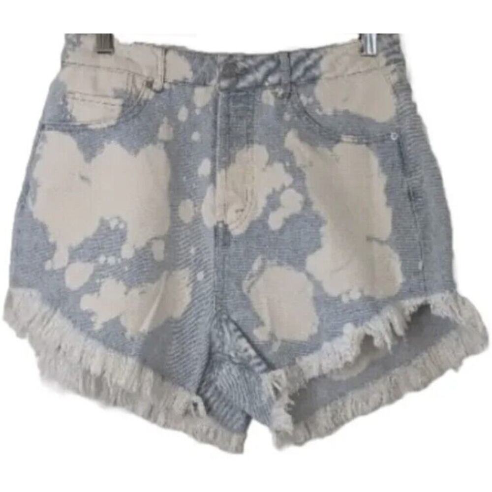 Y2K Tie Dye Cut-Off Jean Shorts 8 Light Wash Bleached High Rise Festival Cowgirl